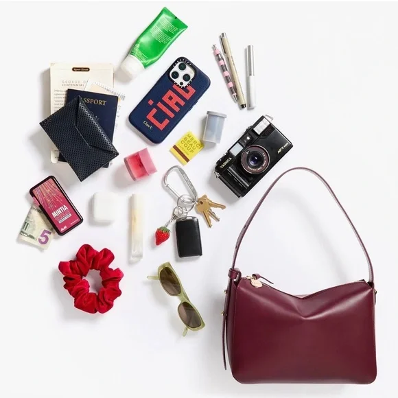 Clare V. Fleurine Leather Shoulder Bag in (Plumingo) Exclusive Color - Picture 8 of 8